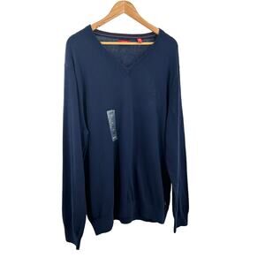 Izod Mens Sweater Shirt Pullover Sweatshirt Blue V Neck‎ Size XLarge NWT
